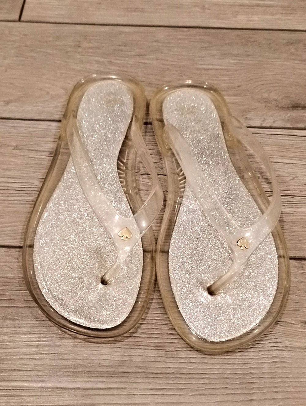 Kate Spade Glitter Clear Jelly Thong Sandals